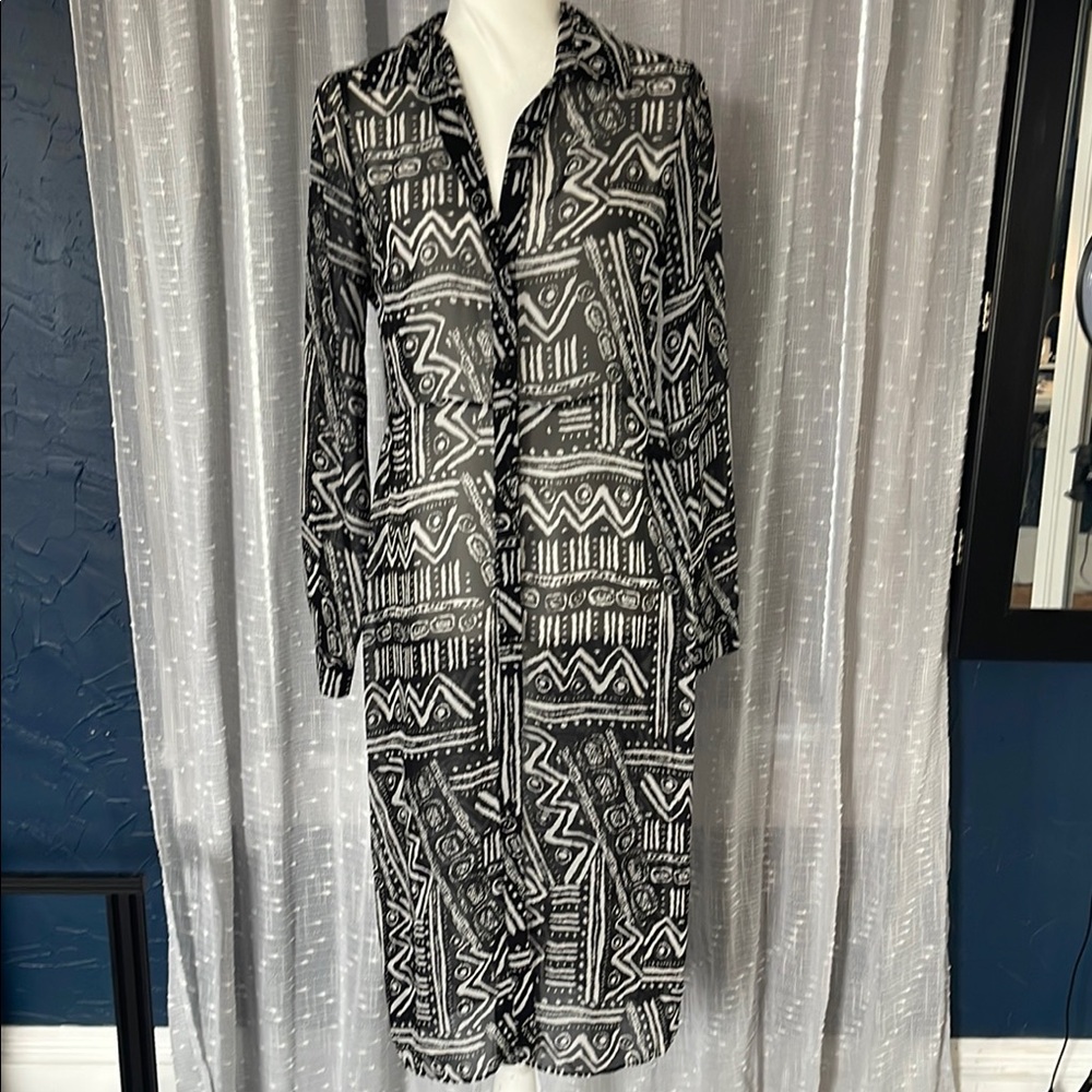 Black and White Patterned Women's Dress